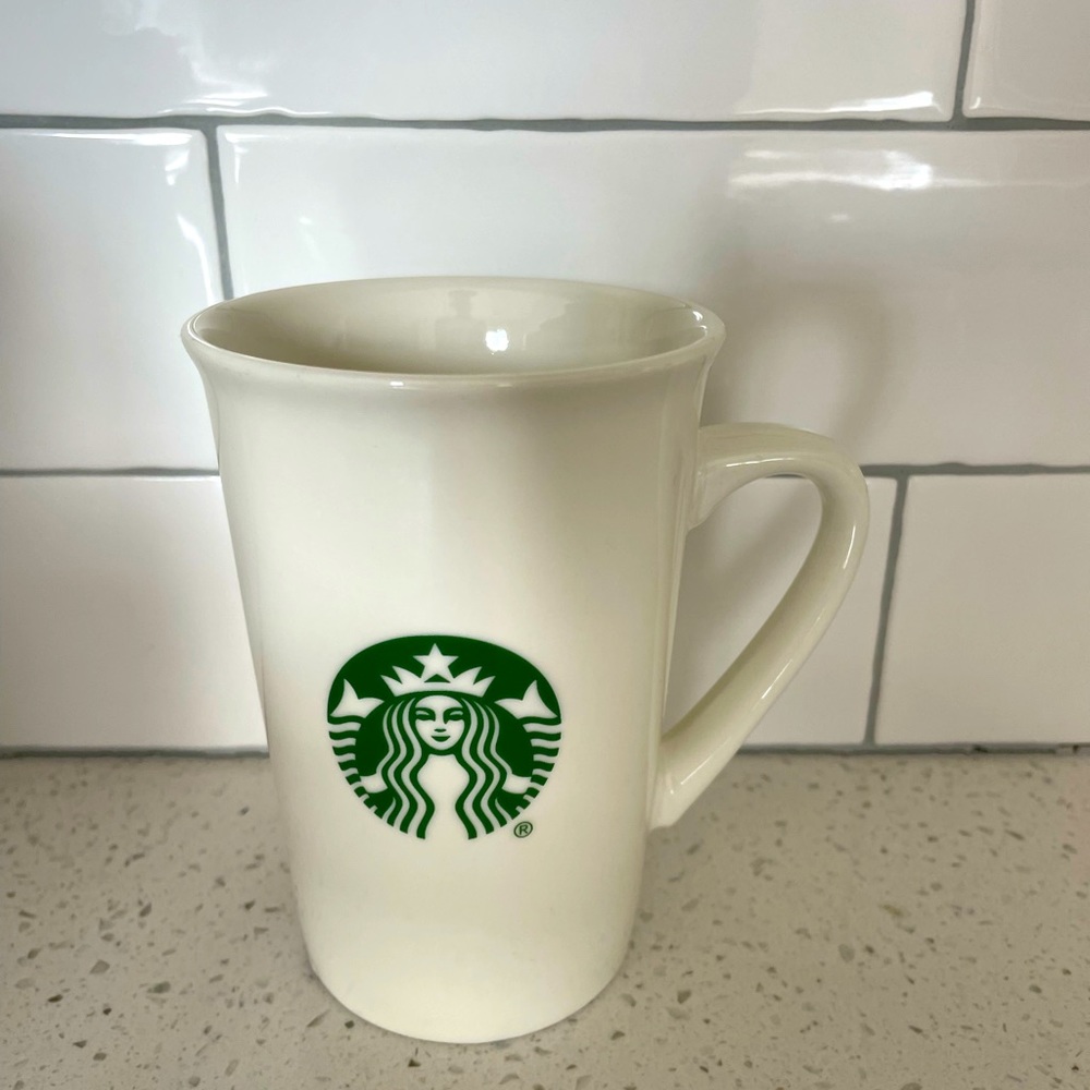 Starbucks 10 oz/ 296 ml white green coffee mug